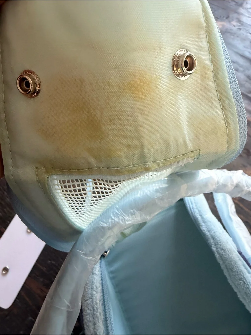 Prince Plush Light Blue Pet Carrier with Crown Embroidery